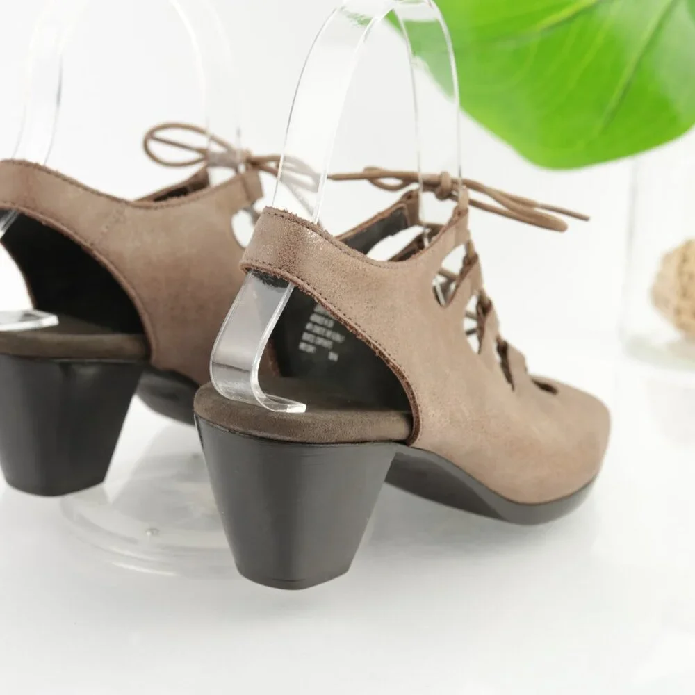 Munro Womens Jille Sandal Size 6 Brown Leather Block Heel Lace Up Gladiator Shoe